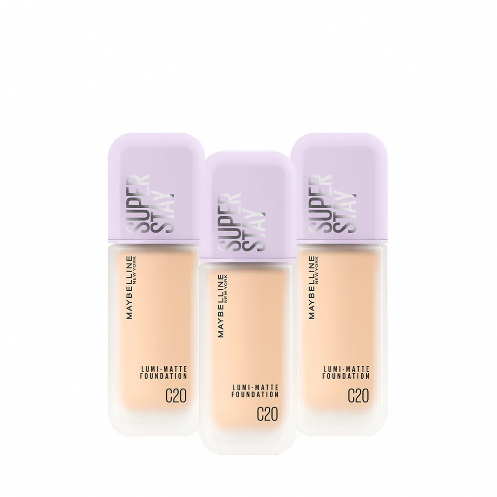 【MAYBELLINE 媚比琳】裸霧光持久水粉底 SPF12 PA+++ 3入組(#小方胖)