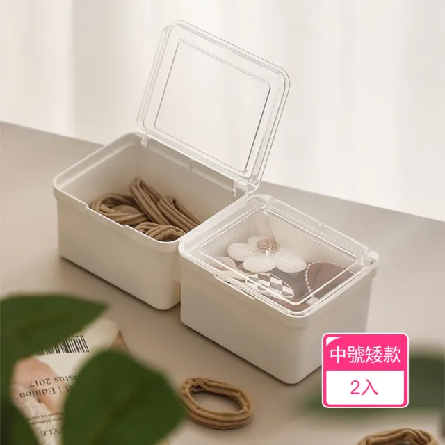 【茉家】簡約透明上蓋多格DIY排列桌面置物盒(中號2入)