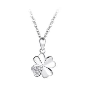 【精緻好禮】S925純銀設計感幸運草鎖骨練(百搭 低調日常 微閃鑽項鍊 項鏈 開運飾品 女生 生日禮物)