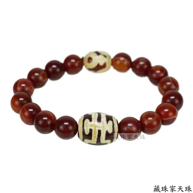 【藏珠家】紅玉髓壽一眼天珠手鍊