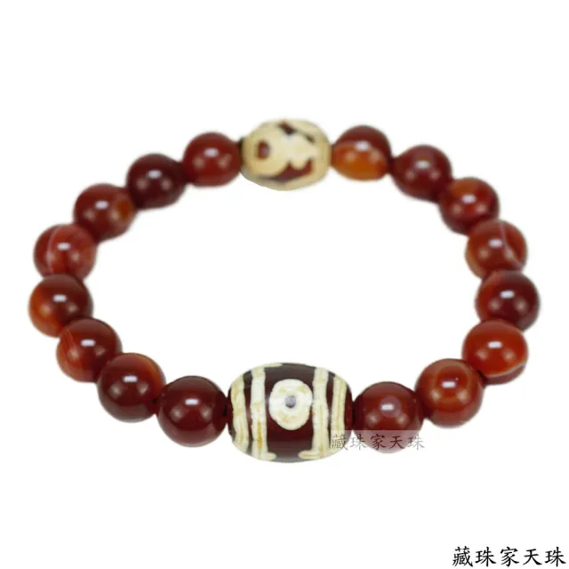 【藏珠家】紅玉髓壽一眼天珠手鍊