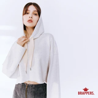 【BRAPPERS】女款 連帽短版不收邊上衣(花灰)