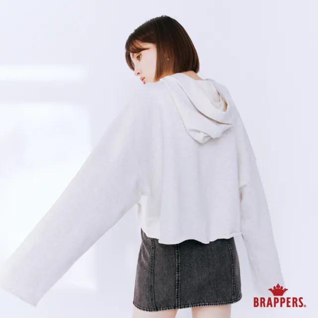 【BRAPPERS】女款 連帽短版不收邊上衣(花灰)