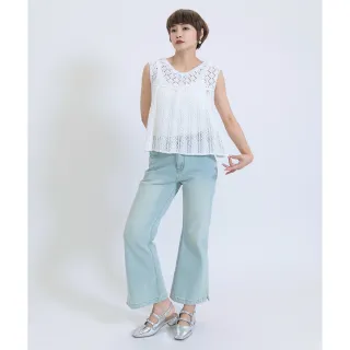 【fancyeva】蕾絲鏤空設計感無袖針織衫(白、B1E01-0001)