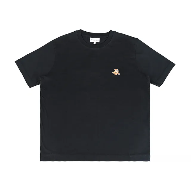 【Maison Kitsune】MAISON KITSUNE Speedy胸前小奔跑狐狸LOGO刺繡布標設計純綿質圓領短袖T恤(男款/黑)