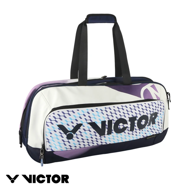 【VICTOR 勝利體育】矩形包 羽球拍包(BR9613 AJ 亮白/暗紫色)