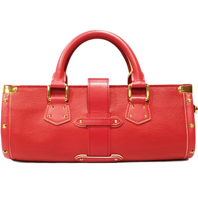 【Louis Vuitton 路易威登】M91853 經典限量Epanoui suhali系列山羊皮鉚釘金色壓釦手提包(展示品-紅色)