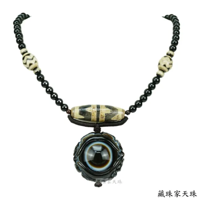 【藏珠家】精品38mm財咒天眼+大手印 天眼天珠項鍊