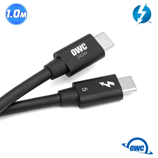 OWC Thunderbolt 5 傳輸線 - 1M(USB-C 80Gb/s PD240W)