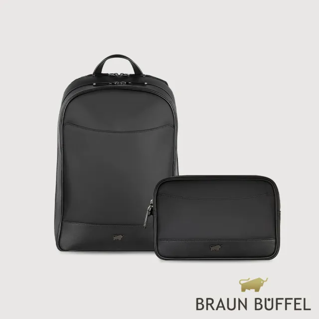 【BRAUN BUFFEL 德國小金牛】湯姆 後背包-黑色(BF542-72-BK) 男包送禮推薦