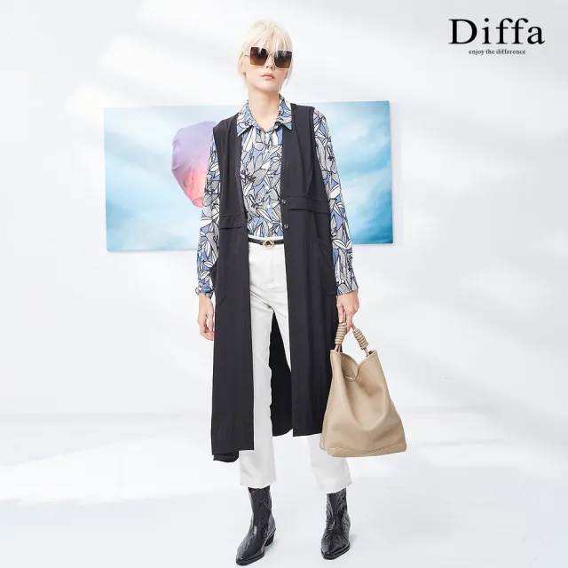 【Diffa】時尚長版背心式外套-女