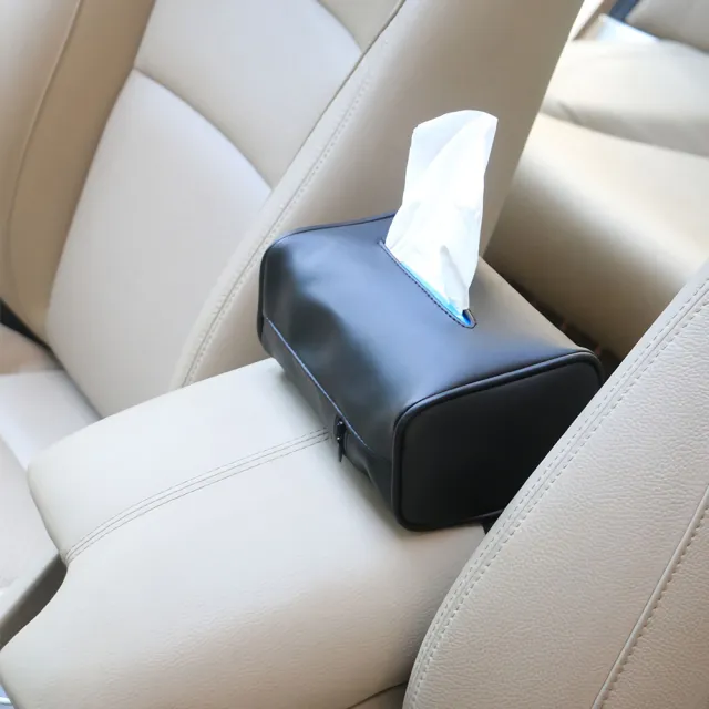 【pump】獨家加大尺寸 可掛椅背扶手箱 汽車用面紙盒 皮革面紙套紙巾盒衛生紙收納  頭枕遮陽板 可調鬆緊帶
