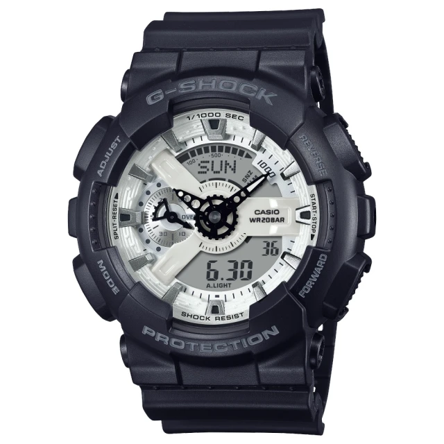 CASIO 卡西歐 G-SHOCK簡約黑白配色雙顯錶(GA-110WD-1A)