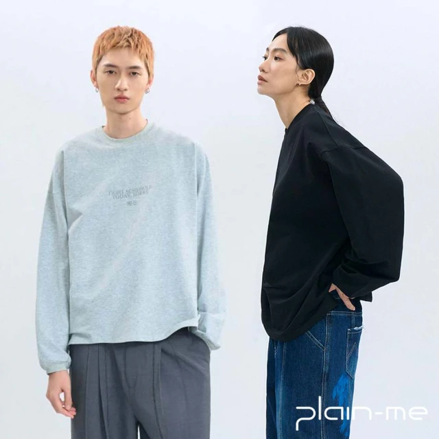 plain-me Loose Fit L/S Tee 圖像衛衣 CRV0091-242(男款/女款 共3色 長袖 休閒上衣 衛衣)