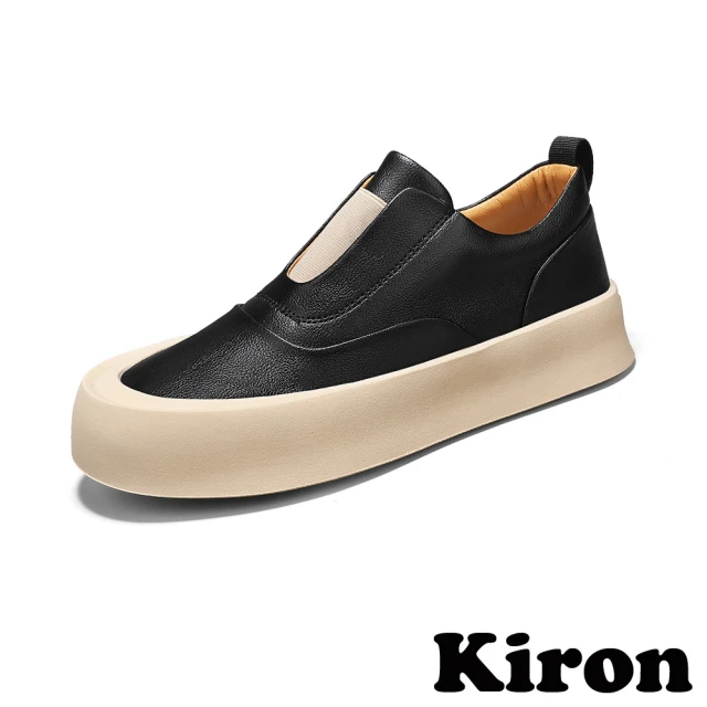 Kiron 厚底樂福鞋/個性復古潮流厚底懶人樂福鞋-男鞋(黑)