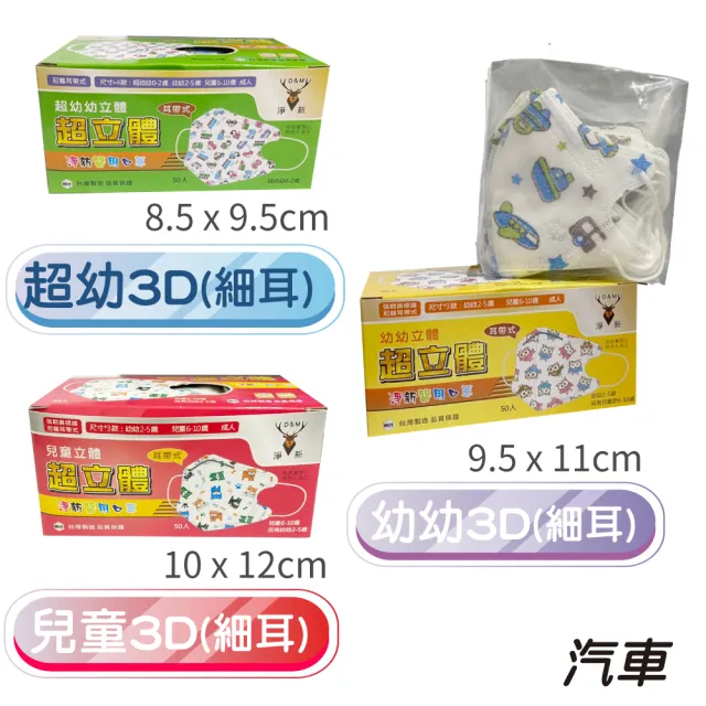 【淨新】3D醫療級細耳口罩3盒組(50入/盒)3D幼幼/超幼/兒童立體細耳口罩 防護醫療級/防飛沫/灰塵)