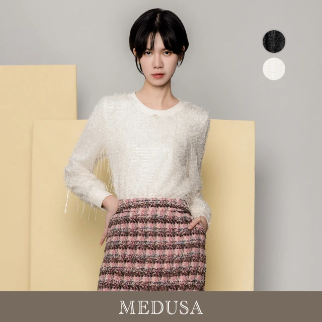 MEDUSA 曼度莎 現貨-優雅毛流蘇上衣 - 2色（M-XL）｜女長袖上衣 女休閒上衣(501-12701)