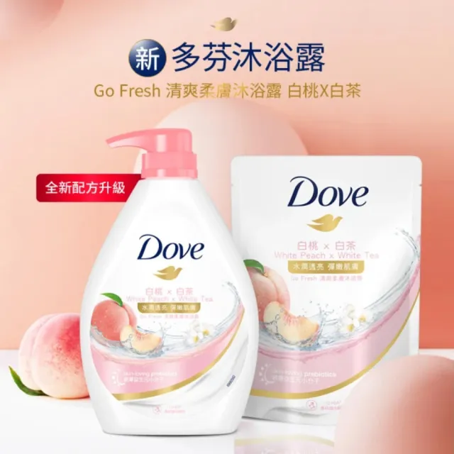 【Dove 多芬】滋養gofresh系列柔膚沐浴乳補充包580g(滋養柔嫩/舒敏溫和/清爽水嫩/桃悅水透)