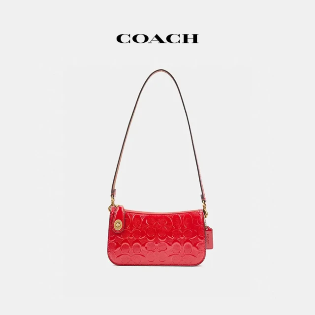 COACH蔻馳官方直營 PENN經典Logo皮革單肩手袋-B4/紅色(CM552)