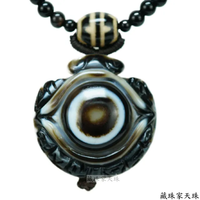 【藏珠家】精品38mm財咒兩眼天眼天珠項鍊