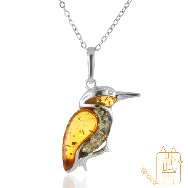 【Woogie武吉珠寶】琥珀蜜蠟設計師精品多寶花珀項鍊(多寶小啄木鳥)