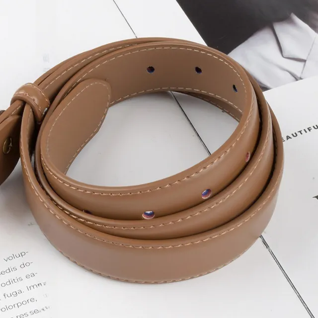 【MoonDy】腰帶 褲帶 牛皮帶 復古皮帶 女生真皮皮帶 金扣腰帶 寬腰帶 方頭腰帶 高級感 老 