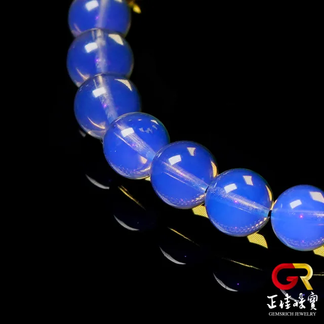 【正佳珠寶】琥珀藍珀 金藍高淨水 6mm 琥珀藍珀手珠｜日本彈力繩