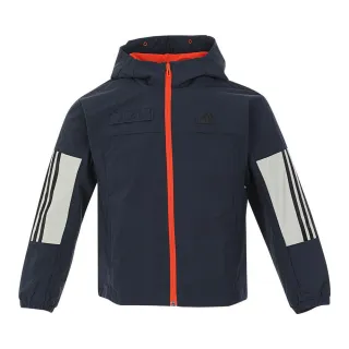 【adidas 愛迪達】外套 童裝 大童 男女童 運動連帽外套 JK CE UB JKT 藍 JN9582