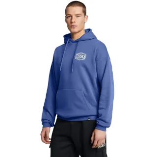 【UNDER ARMOUR】UA 男 巨石強森 Project Rock Icon Flc 長袖帽T_1386902-432(藍色)