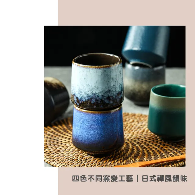 【渥思】日式禪風窯變茶杯禮盒組(品茗杯.茶器.功夫茶具.入厝送禮.復古茶具)