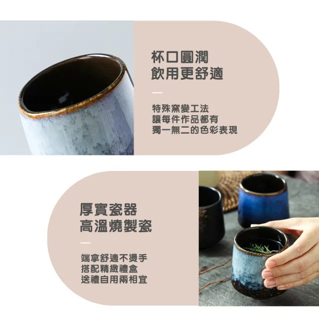 【渥思】日式禪風窯變茶杯禮盒組(品茗杯.茶器.功夫茶具.入厝送禮.復古茶具)