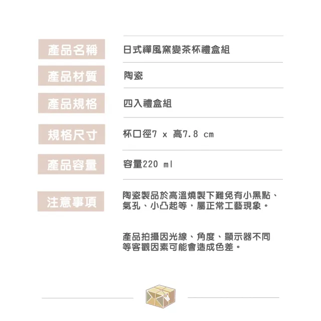 【渥思】日式禪風窯變茶杯禮盒組(品茗杯.茶器.功夫茶具.入厝送禮.復古茶具)