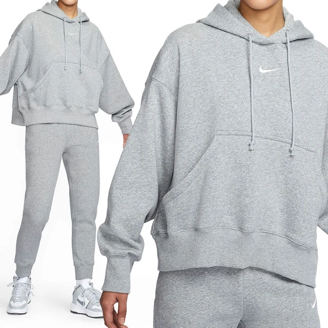 NIKE 耐吉 PHNX FLC OOS Po Hood 女款 灰色 帽T 運動 加絨 寬鬆 上衣 長袖 DQ5859-063