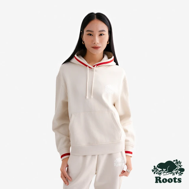 Roots Roots女裝- CABIN FLEECE 連帽上衣(米白色)