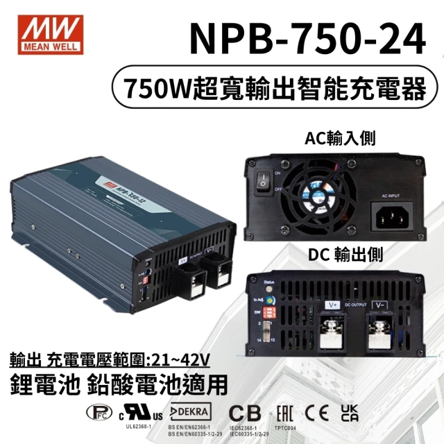 MEAN WELL 明緯 全新原廠公司貨 NPB-750-24(750W超寬輸出智能偵測充電器)