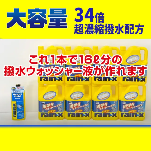 【Rain X】8525 超撥水!34倍濃縮鍍膜雨刷精500ml(除油膜 玻璃清潔 雨刷水 濃縮雨刷精)