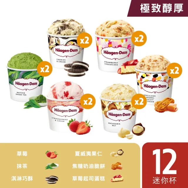 【Haagen-Dazs 哈根達斯】冰淇淋迷你杯/雪糕 12入組 綜合賣場(人氣熱賣組合 任您選購)