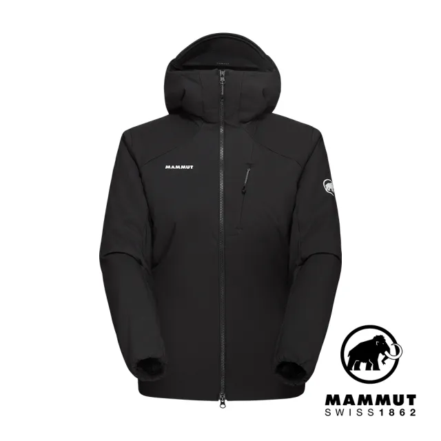 【Mammut 長毛象官方直營】Rime IN Flex Hooded Jacket W 彈性保暖化纖連帽外套 黑色 女款 #1013-02141
