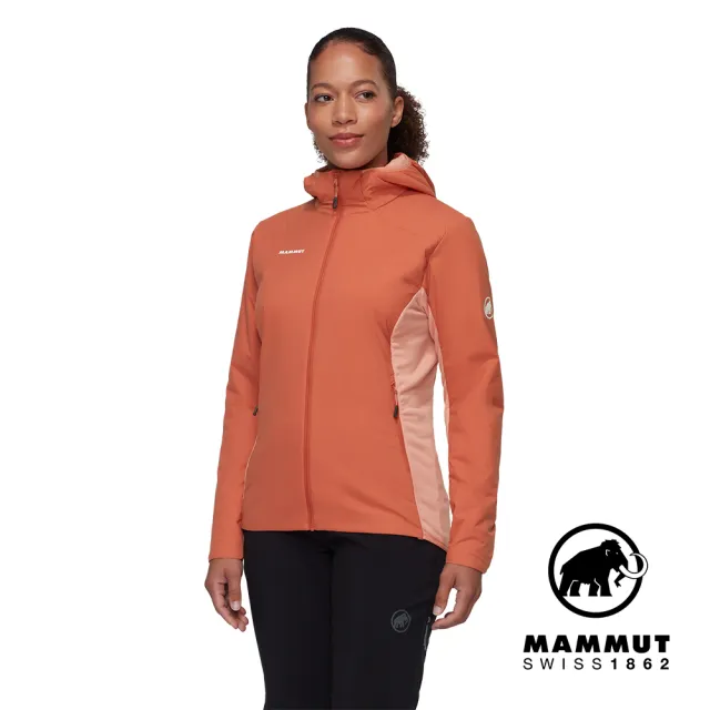 【Mammut 長毛象官方直營】Rime Light IN Flex Hooded 機能化纖連帽外套 磚紅/石英粉 女款 #1013-03170