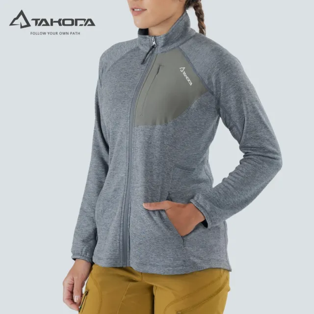 【TAKODA】Tipi 環保機能彈性登山夾克 女款 麻花藍(舒適保暖/刷毛外套/立領夾克)