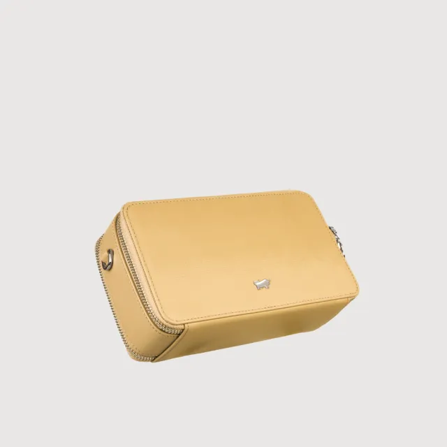 【BRAUN BUFFEL 德國小金牛】依雅娜 雙拉鍊斜背包-淺棕色(BF853-11-CR) 女包送禮推薦