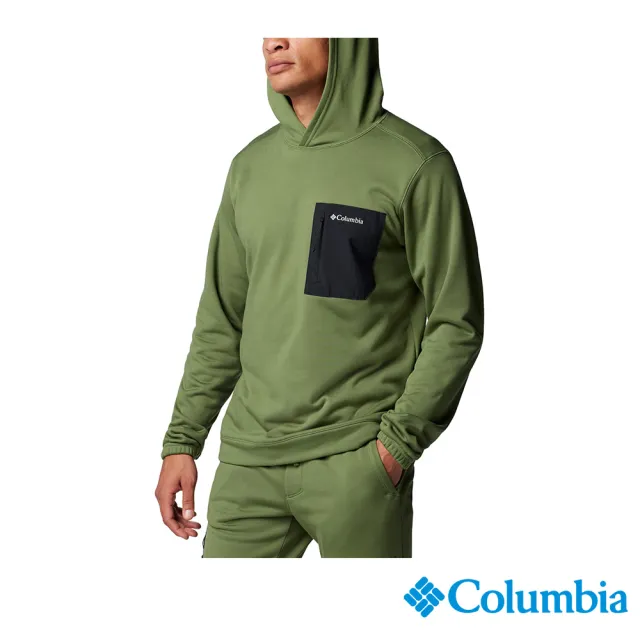 【Columbia 哥倫比亞】男款-快排連帽長袖上衣-綠色(UAE89020GR/IF)