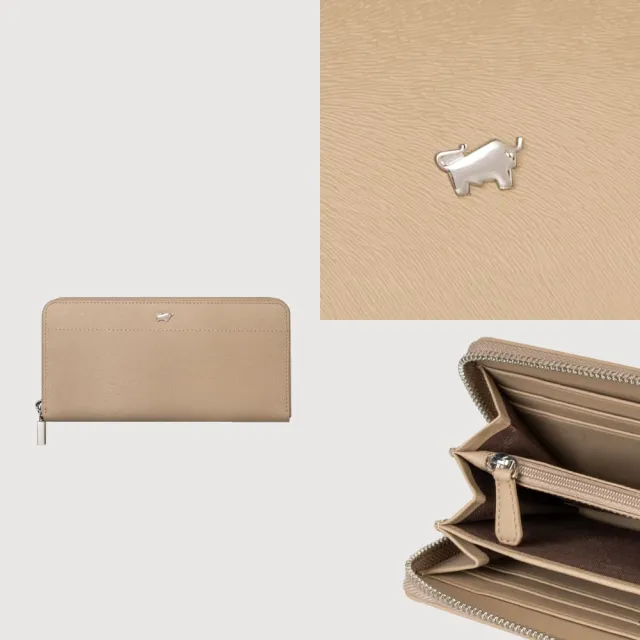 【BRAUN BUFFEL 德國小金牛】依雅娜 8卡拉鍊長夾-奶茶棕(BF853-602-SVM) 錢包送禮推薦