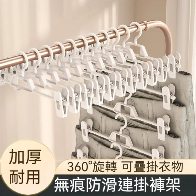 【晴安居】360度旋轉防滑褲夾 可疊掛裙子架乾濕兩用無痕收納夾(2入)
