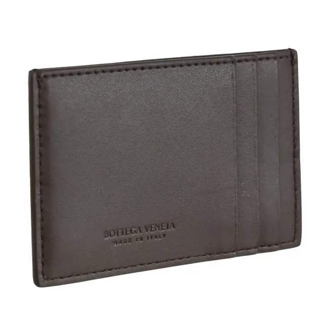 【BOTTEGA VENETA 寶緹嘉】經典大格手工編織小牛皮信用卡名片證件隨身夾(深咖)