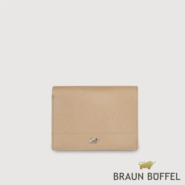 【BRAUN BUFFEL 德國小金牛】依雅娜 名片夾-奶茶棕(BF853-141-SVM) 送禮推薦