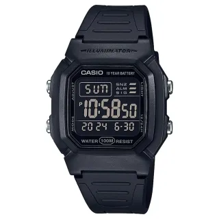 【CASIO 卡西歐】W-800H-1B(100米防水 休閒運動 大顯示面)