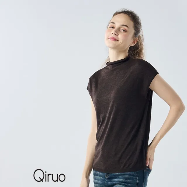 【Qiruo 奇若名品】秋冬專櫃針織短袖上衣0188A-80咖啡色小立領百搭 