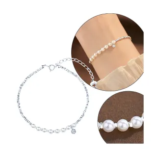 【KT DADA】交換禮物 碎銀珍珠手鍊 珍珠手鍊 純銀手鍊 施家珍珠 細手鍊 碎銀手鍊 百搭飾品 禮物 手 