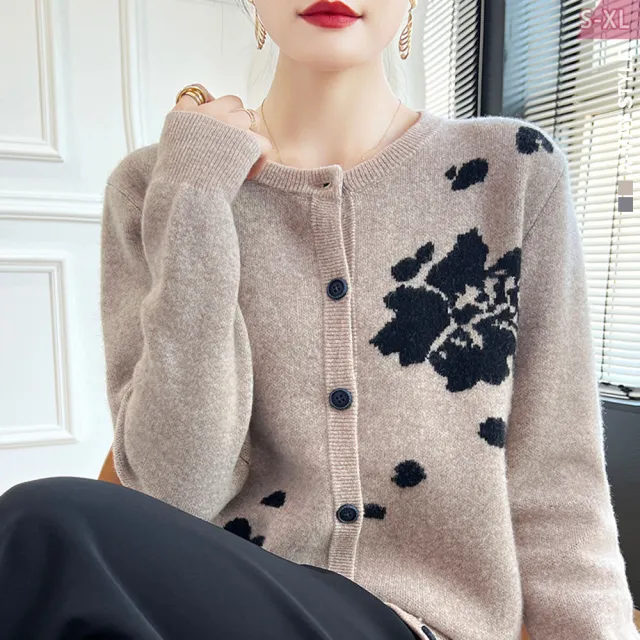 【Amay Style 艾美時尚】現貨 女裝 針織衫 質感刺繡緹花開衫圓領長袖針織外套。S-XL